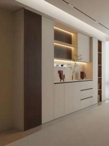 Meuble de salon de luxe moderne personnalisé avec éclairage lumineux Buffet à panneau de bois pour cuisine et salle à manger Rangement - Product Image 4