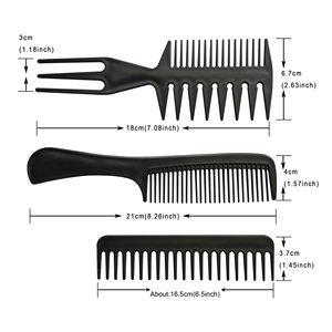 Lot de 10 peignes de barbier en plastique noirs pour la coupe, usage domestique et professionnel - Product Image 2