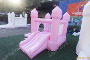 Lilytoys Château gonflable rose pour mariage et fête, château gonflable commercial pour enfants avec toboggan et piscine, structure gonflable - Product Image 3