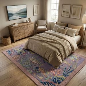 Hand Tufted Purple Fish Wool Carpet with Vibrant Aquarium Inspired Ocean Design for Bedroom Living Room Nursery <b>Kids</b> Room Play - Product Image 4