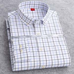 Nuova Camicia Oxford Resistente a Quadri per Uomo, Manica Lunga, Slim Fit, Bianca, Business, Giovanile, in Cotone - Product Image 5