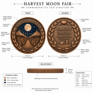 Op maat gemaakte 3D hoog reliëf herdenkingsmunt Oogstmaan Fair antieke afwerking uitdagingsmunt souvenir cadeau groothandel fabriek OEM - Product Image 4