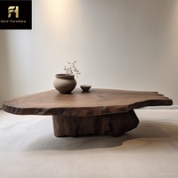 Table basse irrégulière en bois massif Wabi-Sabi japonaise pour salon, chambre à coucher, table à thé zen simple de haute qualité de style nordique
