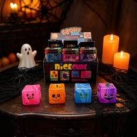 Jouet anti-stress créatif Halloween en caoutchouc souple à rebond lent, cube pour jeunes, emballage boîte couleur, création mignonne