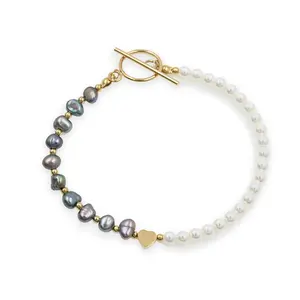 Nuovi gioielli di design braccialetto di perle multicolore bracciale a catena con perline in acciaio inossidabile placcato oro 18 carati per le donne