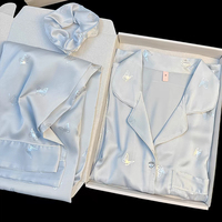 HUOYOUNG Pyjamas personnalisés pour femmes, vêtements de nuit pour femmes, ensemble pyjamas en satin de soie imprimés papillon floral par sublimation pour femmes