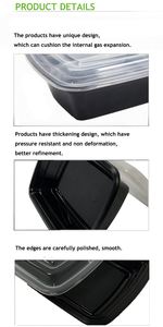 Boîte Bento en Plastique PP Jetable, Compatible Micro-ondes et Lave-vaisselle, avec Couvercle Anti-Fuite, Contenant Alimentaire Rectangulaire à Emporter pour Préparation de Repas - Product Image 5