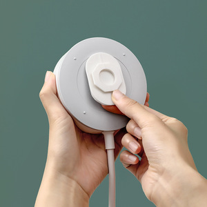 Power Strip Holder Round White Wall Mounted Punch Free Office Organizer <b>Storage</b> Rack - Product Image 1