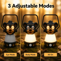 Lanterne de camping pour enfants en forme d'ours, ensemble 2 en 1, lumière LED rechargeable, 3 modes, portable, partage d'énergie pour les aventures en plein air et la nuit