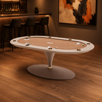 Table de poker de style moderne avec structure en acier inoxydable et revêtement en cuir microfibre, idéale pour les salles de jeux à domicile