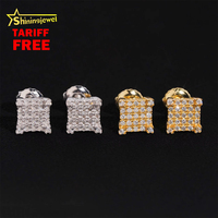 Boucles d'oreilles en argent sterling plaqué or 925 7mm à vis arrière en Moisssanite avec test de diamant glacé au prix de gros