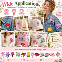 Großhandel Blumen-Stickerei-Aufnäher Rose Gänseblümchen Lotus Kirschblüte Blumenmuster zum Aufbügeln oder Aufnähen