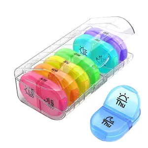 Nova caixa de comprimidos 2 vezes por dia, organizador semanal de comprimidos, com 7 compartimentos diários e 14 compartimentos, caixa de armazenamento de vitaminas