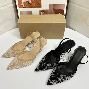 ZA 2025 Nouvelles sandales d'été à talons aiguilles élégantes et stylées pour femmes, en maille brillante ornée de strass, à bout pointu - Product Image 2
