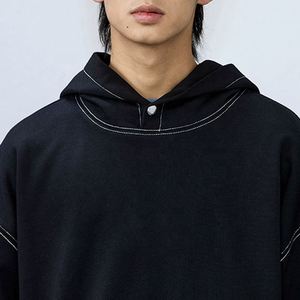 Sudadera con capucha de gran tamaño personalizada costura sudaderas con capucha en blanco para hombres gota hombro liso Sudadera con capucha - Product Image 2