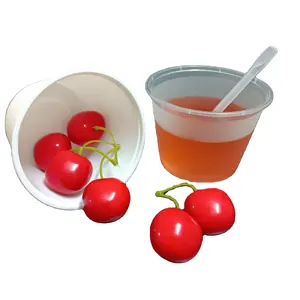 SP1563 390ml Food Grade To Go Kunststoff PP Einweg weiße transparente Suppen tassen mit Deckel für Party-Picknick