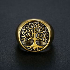 Joyería de acero inoxidable antideslustre, anillo Vintage chapado en oro PVD de 18 quilates para hombre, anillo de acero inoxidable con forma de árbol de la vida - Product Image 5