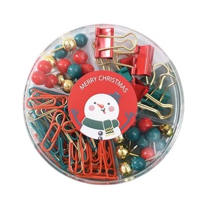Ensemble de Noël de papeterie de bureau créative punaises en métal reliure et trombones pince à pouce durable - Product Image 1