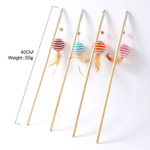 Umwelt freundlicher klassischer Katzen-<span class=keywords><strong>Teaser</strong></span>-Zauberstab Pet <span class=keywords><strong>Cat</strong></span> Tea sering <span class=keywords><strong>Stick</strong></span> in Mausform aus Feder-und Holz-Angelrute-Katzen spielzeug - Product Image 3