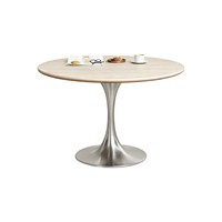 Table à manger vintage française en pierre frittée, base en acier inoxydable en forme de tulipe, ronde, pour cuisine, restaurant, café