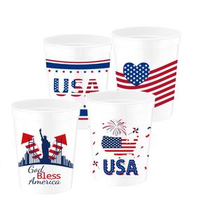 Gobelets en plastique modernes à l'effigie du drapeau américain avec impression numérique pour la fête du 4 juillet, rouge, blanc, bleu, réutilisables - Product Image 3