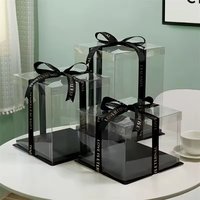 Boîte à gâteau carrée transparente en PET de 10 pouces, boîte à gâteau de mariage, boîte à gâteau d'anniversaire, emballage de gâteau carré transparent