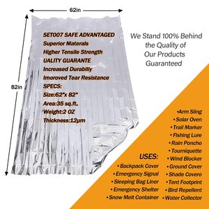 Couverture solaire portable en aluminium Mylar pour les premiers soins en plein air Espace thermique de sauvetage d'urgence <span class=keywords><strong>à</strong></span> la mode pour les visites - Product Image 6