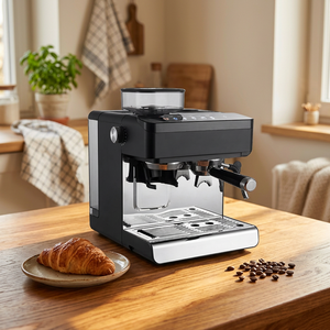 Machine à expresso Home Furnishing Touch, design minimaliste, boîtier en plastique, moulin intégré, semi-automatique, pour la maison - Product Image 2