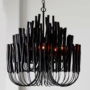 JYLIGHTING Luminaire suspendu en métal sur mesure pour la décoration du <span class=keywords><strong>salon</strong></span>, design moderne bohème, blanc <span class=keywords><strong>et</strong></span> <span class=keywords><strong>noir</strong></span>, <span class=keywords><strong>lustre</strong></span> suspendu en <span class=keywords><strong>bois</strong></span> - Product Image 1