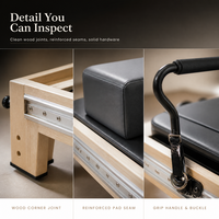 Machine de Pilates Reformer en bois de chêne à plateau semi-élevé avec tour, équipement de qualité professionnelle pour studio et salle de sport à domicile