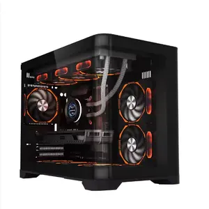 Factory Price New Trend PC Case Curved Glass Panel Cube Computer Case ATX for Desktop Gaming Use Stylish Casing PC