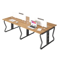 Bureau de direction moderne et minimaliste avec cadre métallique, plateau stratifié à pieds papillon, ignifuge, mobile et détachable, pour usage commercial