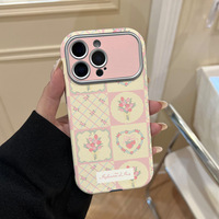 Coque souple antichoc en TPU gaufré style Ins, motif patchwork tulipes roses et jaunes, pour 17 avec grande fenêtre de visualisation