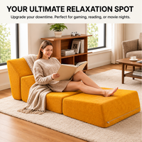Canapé-lit pliable une place en tissu japonais chenille, chaise convertible en éponge, canapé compressé en boîte pour appartement, hôtel, villa