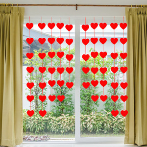 Fournitures de mariage coeur cheveux feutre suspendu drapeau en forme de tissus bannière gratuit bricolage coeur rouge rideau de porte - Product Image 2