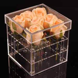 Haute qualité personnalisé luxe clair acrylique pliable Rose <span class=keywords><strong>fleur</strong></span> présentoir Portable moderne rotatif métal verre préservé - Product Image 6