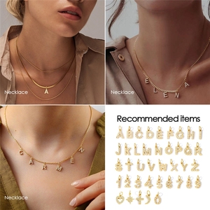Collar de Joyería de Moda de Acero Inoxidable con Colgante de Zirconia con Letras Iniciales Personalizadas DIY, Última Tendencia 2024, Venta al por Mayor 2024 - Product Image 4