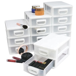 Desktop 2 Layer Stackable Plastic Box Drawer Home Storage Organization
