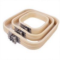 Lot de cerceaux à broder carrés portables en bambou, style simple, accessoires de couture manuelle, vente en gros