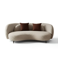Ensemble de canapés modulaires incurvés en velours style crème, tissu bouclé, pour salon d'appartement, sans assemblage, OEM ODM