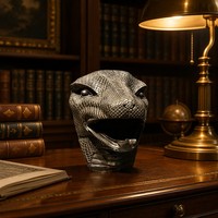 Tête de Cobra en Bronze Coulé Artisanal - Texture Écaille de Diamant, Pièce Personnalisable de Qualité Muséale, Sculpture en Bronze