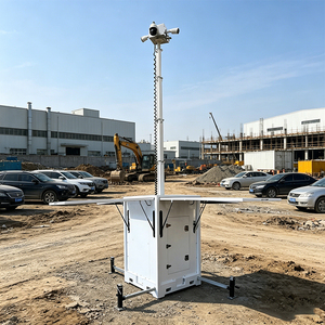 Tour <span class=keywords><strong>de</strong></span> vidéosurveillance mobile solaire en forme <span class=keywords><strong>de</strong></span> cube avec mât <span class=keywords><strong>de</strong></span> 6 m et batterie <span class=keywords><strong>de</strong></span> secours pour la surveillance des chantiers - Product Image 1