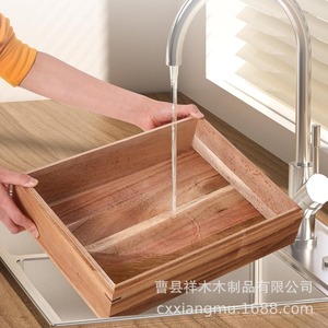 Dawn Mari Pizza Proofing Box Wooden Rectangle Dough Storage Covered <b>Kitchen</b> Bread Storage - Product Image 4