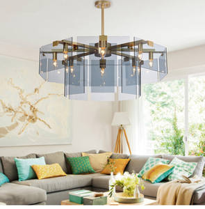 Zeal Lighting Lámpara colgante de granja moderna de alta calidad Diseño nórdico de vidrio gris ahumado con función de altura ajustable - Product Image 4