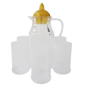 2024 Manufacture China Suppliers red 1.6L Water Pitcher Acrylic Drinking Jugs Plastic Pitchers with cup set party