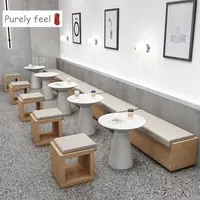 PurelyFeel ชุดเฟอร์นิเจอร์ห้องรับประทานอาหารแบบกำหนดเอง,โต๊ะรับประทานอาหารและเก้าอี้โซฟาร้านกาแฟทำจากไม้เนื้อแข็ง