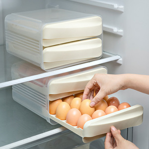 Egg Storage Box 32 Compartment Transparent Pet Stackable Refrigerator Drawer Style With Lid For Kitchen Food Organization - Product Image 1