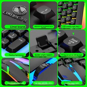 LIMEIDE Magnezyum Destekli Geliştirilmiş GTX350 Işıklı Klavye ve Mouse USB Mekanik Hisli Kablolu Küresel Tuş Başlığı Seti - Product Image 2