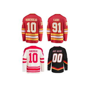 2024 новые сшитые хоккейные майки Calgary 10 Jonathan Huberdeau 91 Nazem Kadri 88 Mangiapane 28 Lindholm