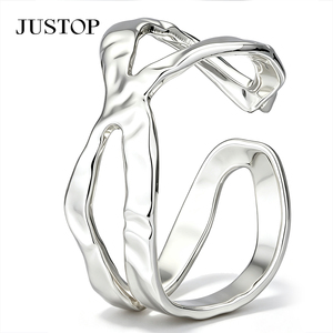 JUSTOP 925 Silver Plated Star Cocktail <b>Ring</b> Modern Unisex Fashion Jewelry Daily Wear - Product Image 4